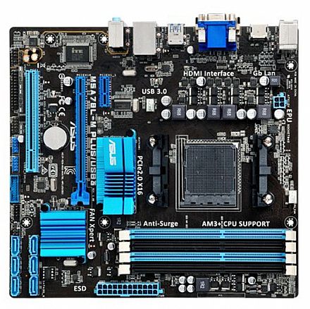 Placa Mãe Asus M5A78L-M PLUS/USB3 (AM3+ DDR3 2000 O.C) TDP 125W - Chipset AMD 760G - USB3.0