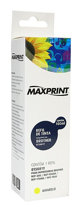 Refil de Tinta Compatível Brother BT5001Y Amarelo - Maxprint 6116044 - Para Brother DCP-300 / DCP-T500W / DCP-T700W MFC-T800 - Outlet