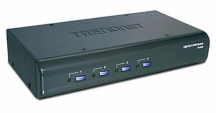 Chaveador KVM TrendNet TK-423K - 4 computadores em 1 monitor, teclado e mouse + Áudio - USB / PS/2 - com Cabos KVM Inclusos