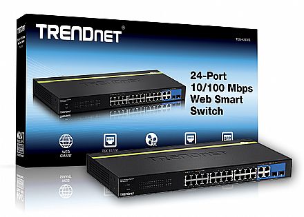 Switch 24 portas Trendnet TEG-424WS - 24 Portas 100Mbps + 4 Portas Gigabit + 2 portas SFP