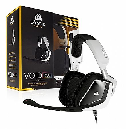 Headset Gamer Corsair Storm Void RGB CA-9011139-NA - USB - Dolby 7.1 - com Cancelamento de Ruidos - Branco