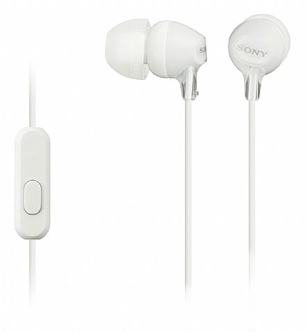 Fone de Ouvido Intra Auricular Sony MDR-EX15AP - com Microfone - Conector P2 - Branco