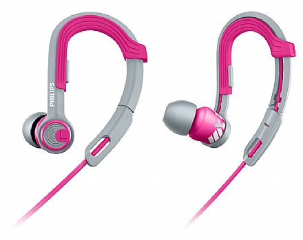 Fone de Ouvido Intra-Auricular Esportivo Actionfit Philips SHQ3300PK/00 - Gancho ajustável - Cabo reforçado - Conector P2 - Rosa