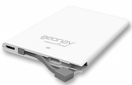 Power Bank Carregador Portátil Geonav ES25W - Bateria Externa 2500mAh - USB - para Smartphones, Tablets - Branco