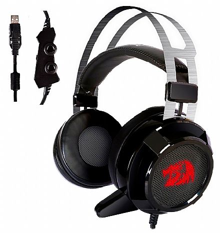 Headset Redragon Siren 2.0 - Surround 7.1 - com Microfone e LED - Driver de Vibração - Controle de Volume no Cabo - Conector USB - H301USB