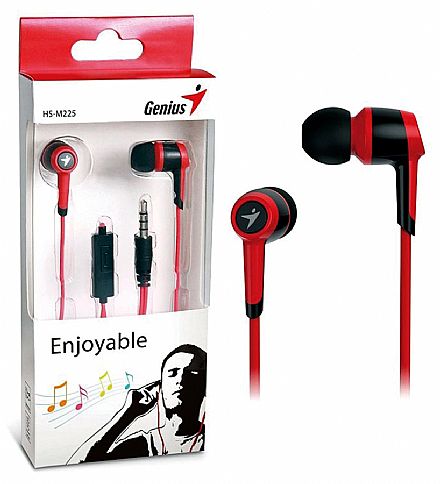 Fone de Ouvido Intra-Auricular Genius HS-M225 - com Microfone - Conector P2 - Vermelho - 31710193102