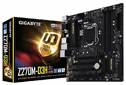 Placa Mãe Gigabyte GA-Z270M-D3H (LGA 1151 DDR4 3866 O.C.) Chipset Z270 - USB 3.1 Type C - Slot M.2