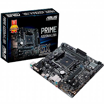 Placa Mãe Asus Prime A320M-K/BR (AM4 - DDR4 3200 O.C.) Chipset AMD A320 - Slot M2 - mATX