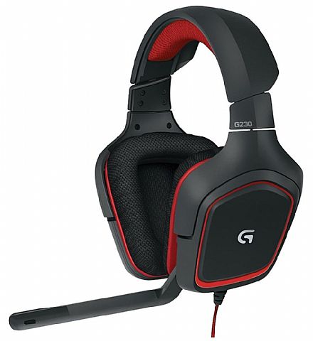 Headset Logitech G230 - com Controle de Volume - Conector P2 - Preto e Vermelho - 981-000552