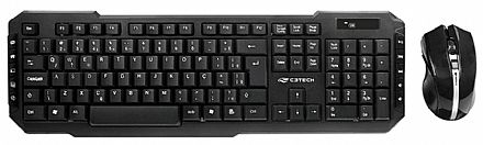 Kit Teclado e Mouse sem Fio C3Tech - ABNT2 - 1600dpi - Teclas Multimídia - K-W40BK