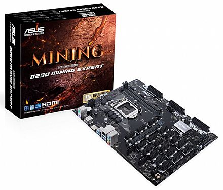 Placa Mãe Asus B250 MINING EXPERT - (LGA 1151 - DDR4 2400) - Chipset Intel B250 - 18 PCIe x1 + 1 PCIe x16 - Ideal para Mineração