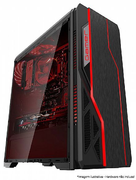 Gabinete Gamer Bluecase BG-009 - USB 3.0 - Janela Lateral em Acrílico - Painel Frontal com LED RGB - Preto