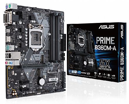 Placa Mãe Asus PRIME B360M-A (LGA 1151 - DDR4 2666) Chipset Intel B360 - 8ª Geração Coffee Lake - USB 3.1 Tipo C - Slots M.2 - Micro AT