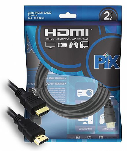 Cabo HDMI 1.4 - 2 Metros - 1080p Full HD - Chip SCE PIX 018-0214