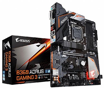 Placa Mãe Gigabyte B360 AORUS GAMING 3 (LGA 1151 - DDR4 2666) Chipset Intel B360 - 8ª Geração Coffee Lake - Slot M.2 - ATX
