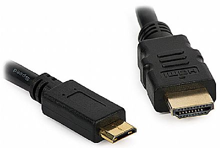 Cabo Conversor Mini HDMI para HDMI - 1,8 metros - Versão 1.4 (Mini HDMI M X HDMI M)