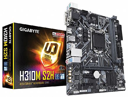 Placa Mãe Gigabyte H310M-S2H (LGA 1151 - DDR4 2666) Chipset Intel H310 - 8ª Geração Coffee Lake - USB 3.1 - Slots M.2 - Micro ATX