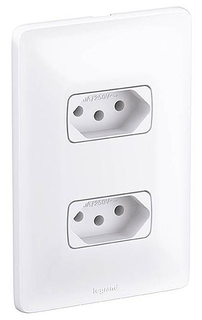 Tomada Legrand Pial Zeffia - Dupla - 2P+T - 10A - Branco - 680111