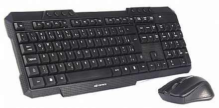 Kit Teclado e Mouse sem Fio C3Tech - ABNT2 - 1000dpi - Teclas Multimídia - K-W10BK