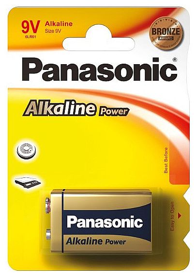 Bateria 9V Alcalina Panasonic - 6LR61 - 6LF22XAB/1B