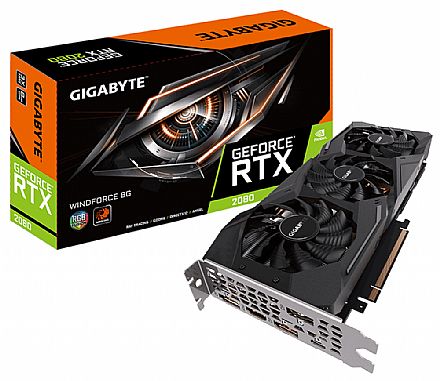 GeForce RTX 2080 8GB GDDR6 256bits - Windforce - Gigabyte GV-N2080WF3-8GC