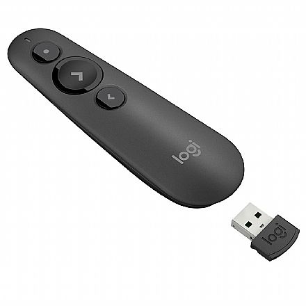 Apresentador de Slides Logitech R500 - Controle sem Fio com Laser - Receptor USB e Bluetooth - Alcance até 20m - 910-005333