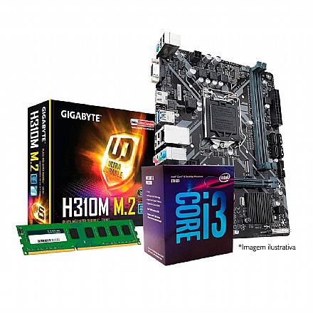 Kit Intel® Core™ i3 8100 + Gigabyte H310M M.2 + Memória 8GB DDR4