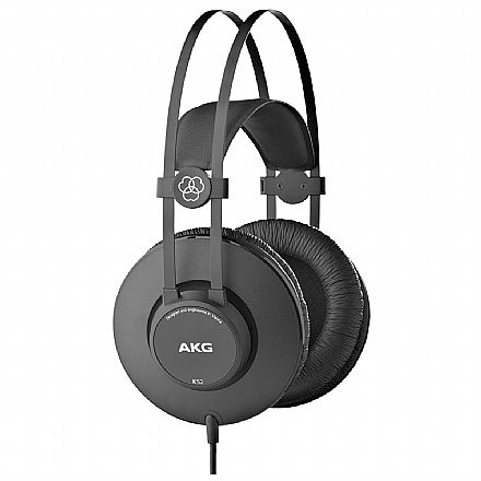 Fone de Ouvido AKG K52 - Fechado - Cabo 2,5m - Conector P2 e adaptador P10 - Isolamento Sonoro - Drives de 40mm - Preto