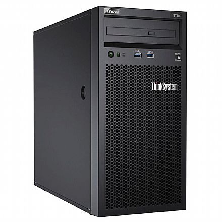 Servidor Lenovo ThinkSystem ST50 - Intel Xeon E-2104G, 16GB, HD 1TB + SSD 120GB, DVD, USB 3.0, FreeDos - 7Y48A00LBR