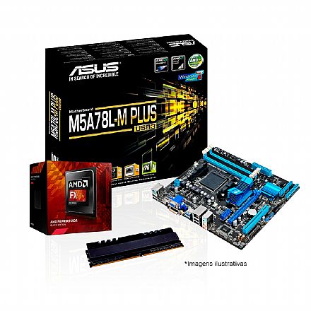 Kit Upgrade AMD FX-8350 + Asus M5A78L-M PLUS/USB3 + Memória 8GB DDR3