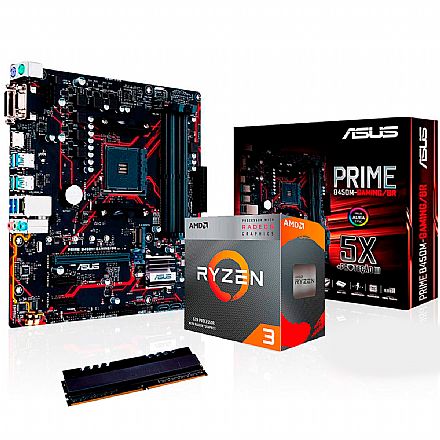 Kit Upgrade AMD Ryzen™ 3 3200G + Asus Prime B450M GAMING/BR + Memória 8GB DDR4