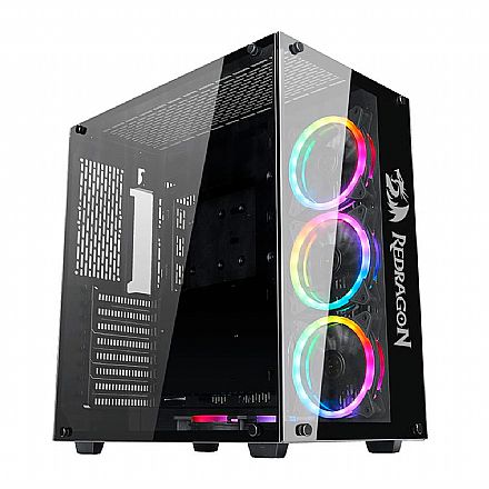 Gabinete Redragon Wideload - Janela Lateral e Frontal em Vidro Temperado - com Coolers RGB - USB 3.0 - GC-802