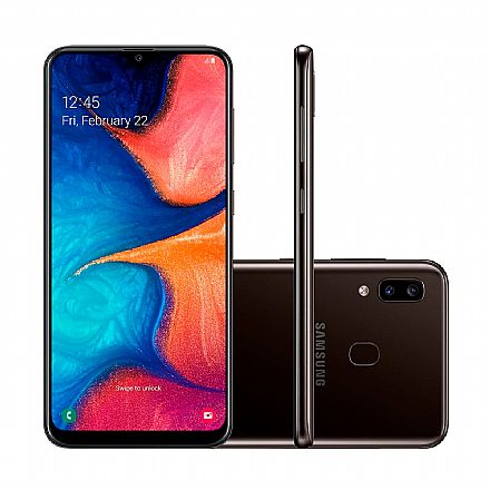 Smartphone Samsung Galaxy A20 - Tela 6.4" Super AMOLED Infinita, 32GB, Dual Chip 4G, Câmera Dupla 13MP - Preto - SM-A205G - Open Box