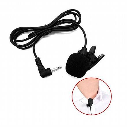 Microfone de Lapela KNUP MIC0028 - Cabo 50cm - Conector P2 - com Filtro Destacável e Clip para Fixação