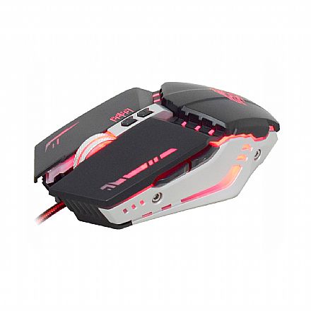 Mouse Gamer K-Mex M900 - USB - 3200dpi - 1ms - Botões Programáveis - Iluminação LED em 4 cores - Preto