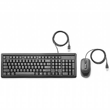 Kit Teclado e Mouse USB HP 160 - ABNT2 - 1000dpi - 6HD76AA