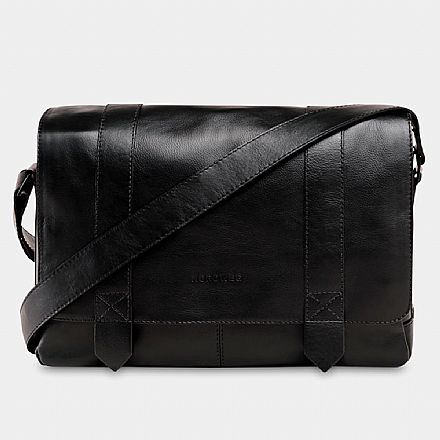 Pasta de couro legítimo Nordweg - Messenger Bag - Italiano Preto - para Notebook - NW066B-IP