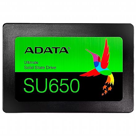 SSD 480GB Adata SU650 - SATA - Leitura 520MB/s - Gravação 450MB/s - SLC 3D NAND - ASU650SS-480GT-R