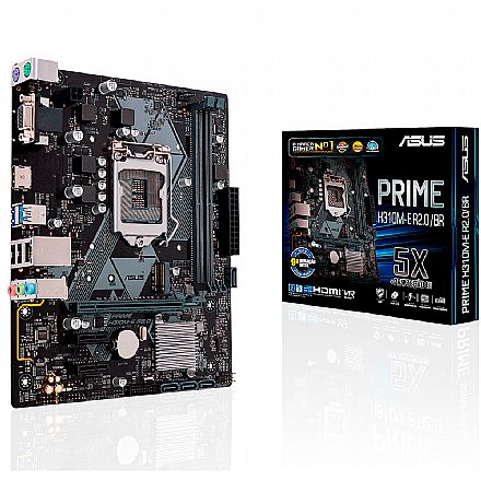 Asus Prime H310M-E R2.0/BR (LGA 1151 - DDR4 2666) Chipset Intel H310 - 9ª Geração Coffee Lake - USB 3.1 - Slots M.2 - Micro ATX