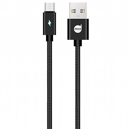 Cabo Micro USB para USB - 90cm - Preto - com Indicador LED - Nylon Entrelaçado - Dazz 6013705
