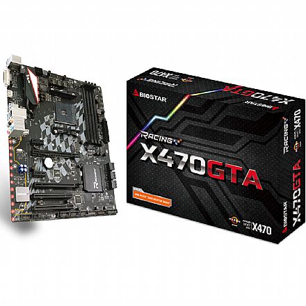 Placa Mãe Biostar Racing X470GTA GAMING (AM4 - DDR4 3200 OC) Chipset AMD X470 - Slot M.2 - USB 3.1 Tipo C - Micro ATX