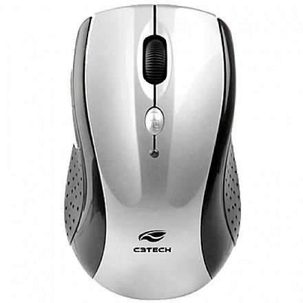 Mouse sem Fio C3Tech M-W012SI V2 - 2.4GHz - 1600dpi - 6 botões - Preto e Prata