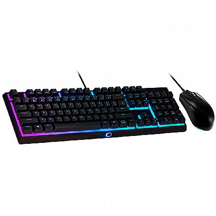 Kit Teclado e Mouse Gamer Cooler Master MS111 - Mouse 3500 DPI - ABNT2 - Iluminação RGB - Semi Mecânico - Teclas Anti-Ghosting - MS-111-KKMF1-BR