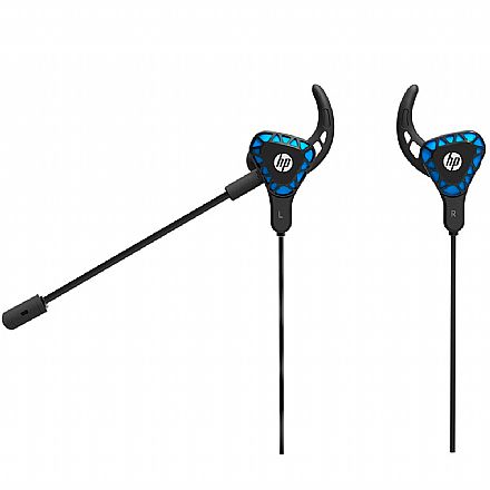 Headset Gamer Intra Auricular HP H150 - Controle de Volume e Microfone Removível - Conector P2 - Preto e Azul - 7QV35AA