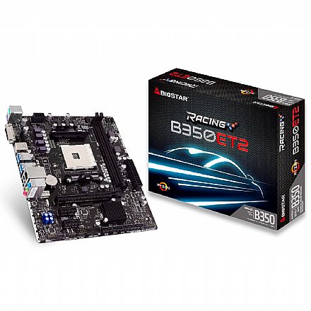 Placa Mãe Biostar B350ET2 (AM4 - DDR4 3200) - Chipset AMD B350 - USB 3.1 - Micro ATX