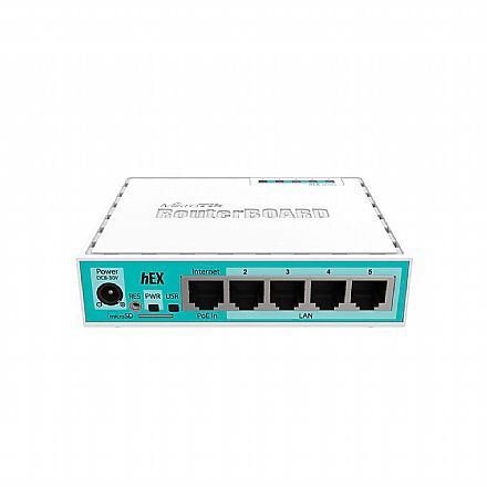 Roteador Mikrotik hEX - PoE - 5 portas Gigabit - porta USB para Modem ou Armazenamento - RB750GR3