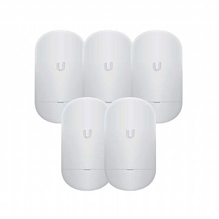 CPE Ubiquiti NanoStation 5AC airMAX NS-5ACL-5 - Pacote com 5 + Fonte - 5GHz - 13 dBi - Alcance até 10km - Throughput TCP efetivo de até 450Mbps - Loco5AC-5