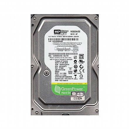 HD 500GB SATA - 7200RPM - 32MB Cache - Western Digital - WD5000AVDS \ WD5000AZLX