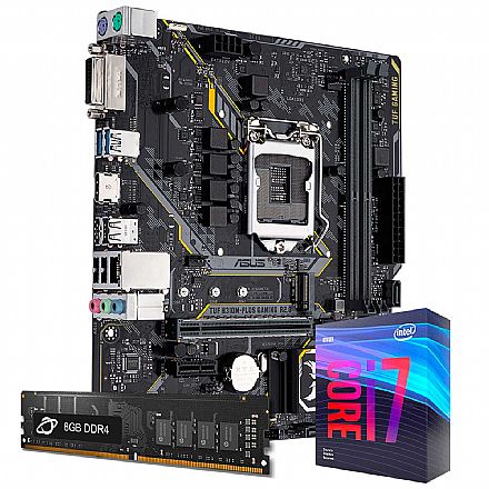 Kit Upgrade Processador Intel® Core™ i7 9700KF + Placa Mãe Asus TUF H310M PLUS GAMING/BR + Memória 8GB DDR4