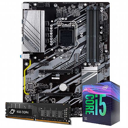 Kit Upgrade Processador Intel® Core™ i5 9400F + Placa Mãe Gigabyte Z390 D + Memória 8GB DDR4